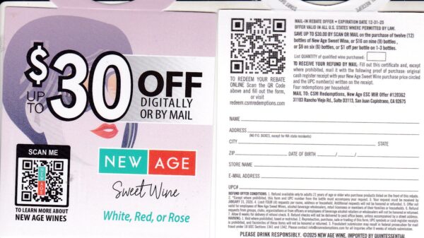New New Age rec by 1/10/25 CA GA NE + more 4 per HH SJC