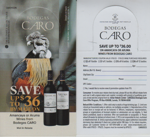 Bodegas Caro rec 8/15 Laredo TX