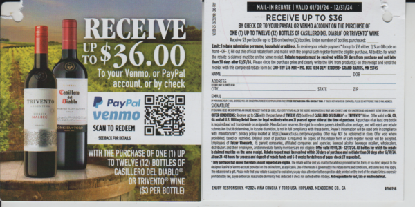 Casillero Del Diablo or Trivento rec by  Grand Rapids pays Mail or PayPal