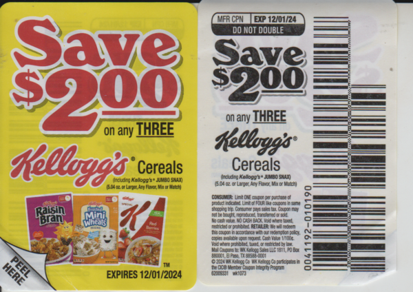 Kellogg's cereals (3) 12/1
