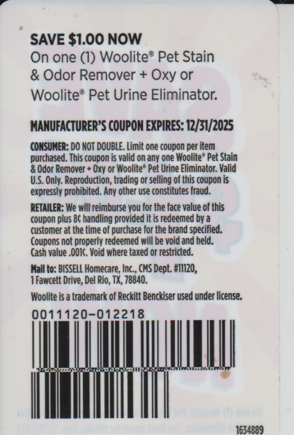 Woolite Pet Stain Remover (1) 12/31/25