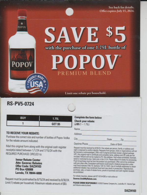 Popov Vodka pm  Laredo TX