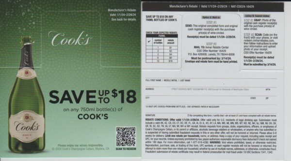 Cook's Champange see states pm  Laredo TX