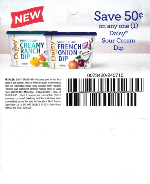 Daisy Sour Cream Dip any (1) 12/31/25