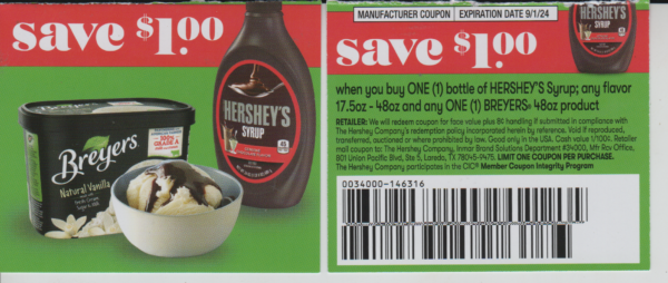 Breyers Ice Cream + Hersheys Syrup