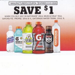 Gatorade, Propel (4) 1/1/26