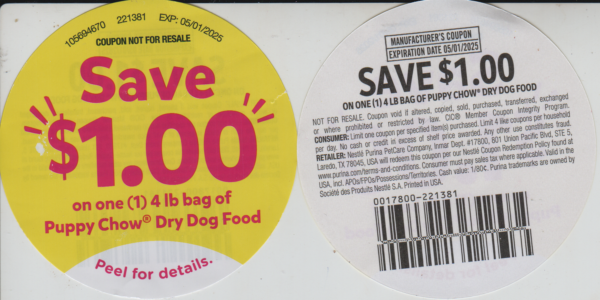 Puppy Chow Dry Cat Food (1) 5/1/2025