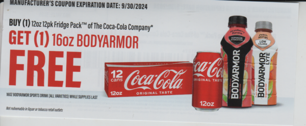 Coke 12 pk (1) Free BodyArmor