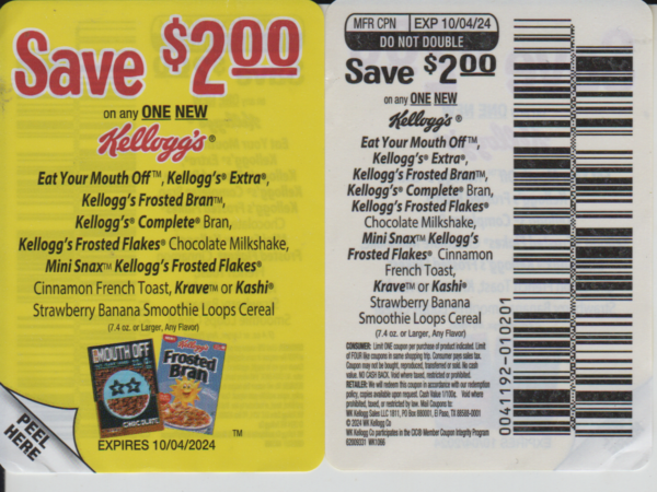 Kellogg’s cereal (1) 12/1 see picture