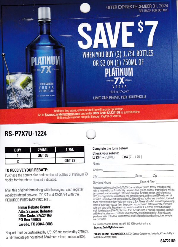 Platinum Vodka pm 1/31/26 Laredo TX