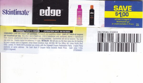 Edge or Skintimate Shave (1) 6/30/25