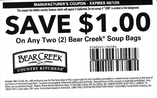 Bear Creek Soup Bags (2) 6/1/26