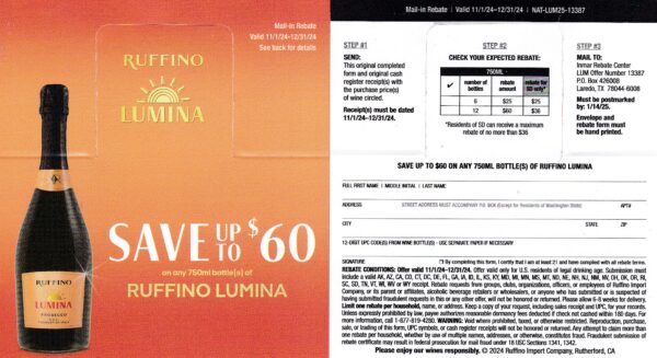 Ruffino Lumina see states CA + more pm  Laredo TX $60