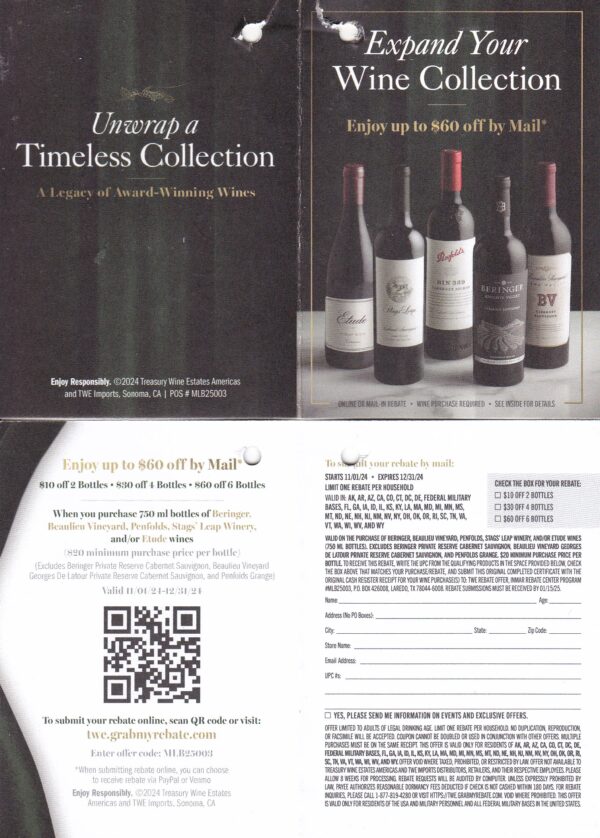 BV Napa Beringer Knights Valley Penfolds rec by  Laredo TX $60