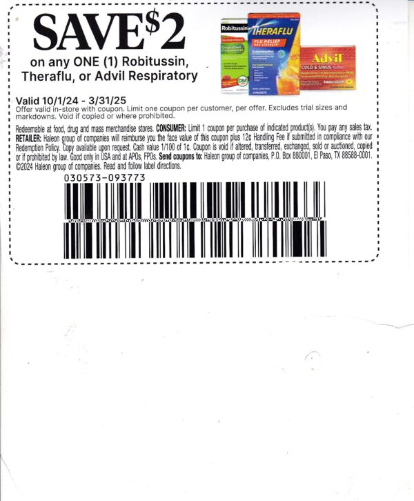 Advil Theraflu Robitussin (1) 3/31/25