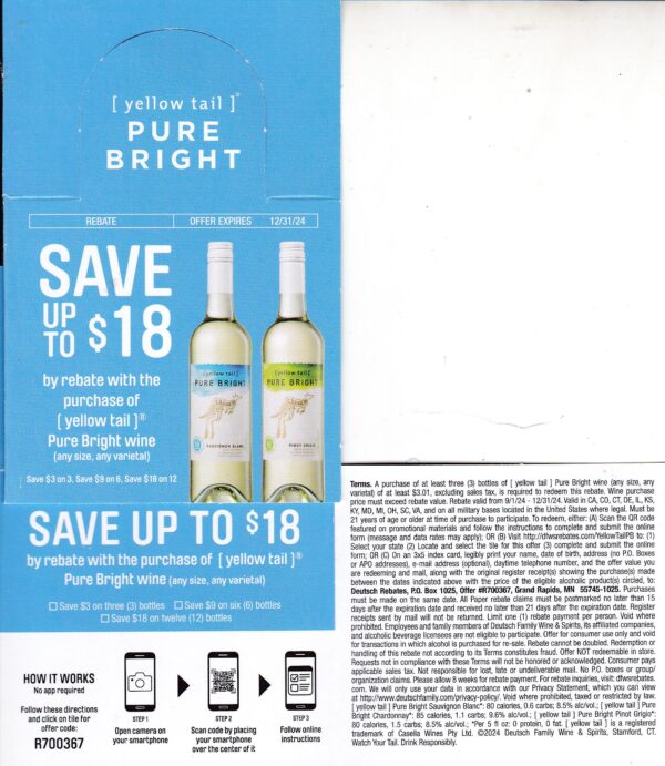 Yellow Tail Pure Bright CA + rec by 1/18/25 GR MN