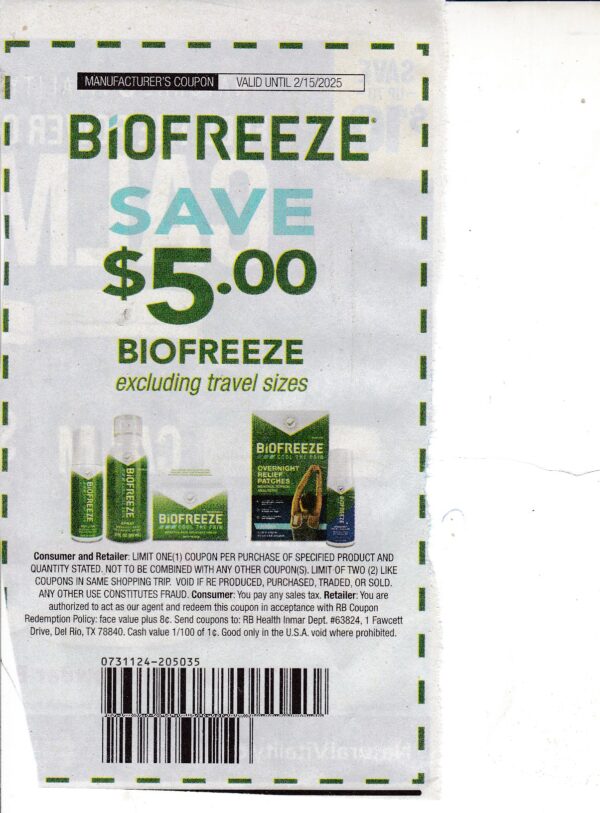 Biofreeze Pain Relief (1) 2/15/25