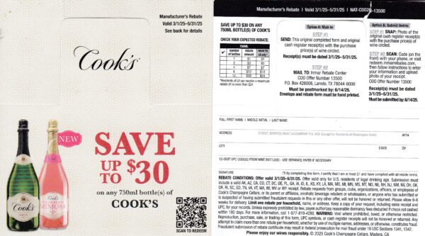 New Cooks CA + pm 5/14/25 Laredo TX $30