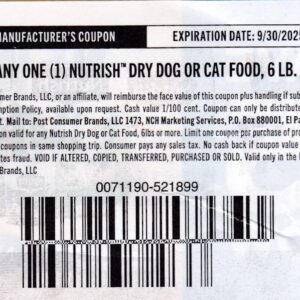 Nutrish Cat or Dog Food 6lb & up (1) 9/30/25