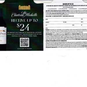 New CA – Chateau Ste Michelle rec by 6/15/25 Grand Rapids MN get Paypal or Gift Card Visa