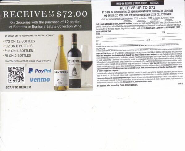 CA – Bonterra + Military Groceries rec by 12/31/25 Grand Rapids MN $72