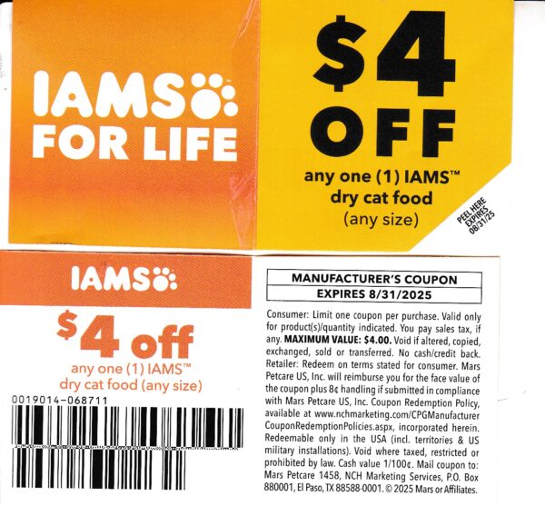 Iams Cat Food (1) 8/31/25