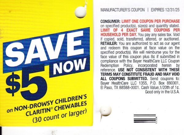 Claritin Kids 30 ct & up (1) 12/31/25