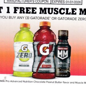 Gatorade (3) Free Muscle Milk 1/1/26