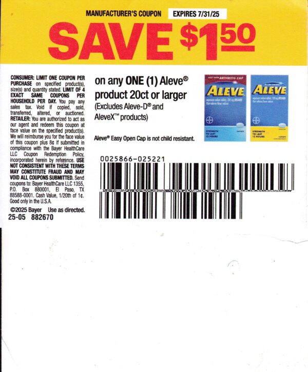 Aleve any (1) 7/31/25