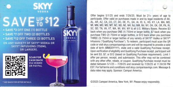 NewText/Scan Skyy Vodka see states pm 7/29/25 PayPal or Venmo $12