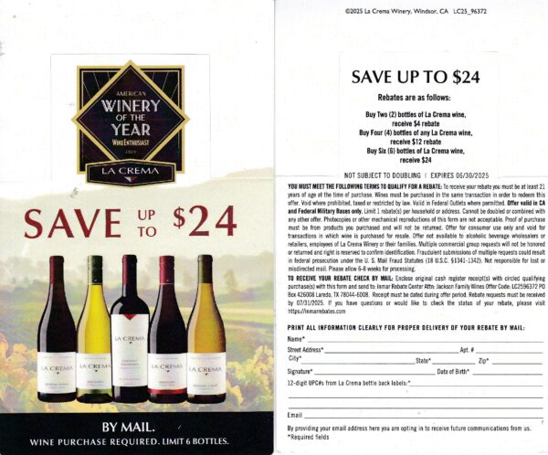 New La Crema CA + see states rec by 7/31/25 Laredo TX
