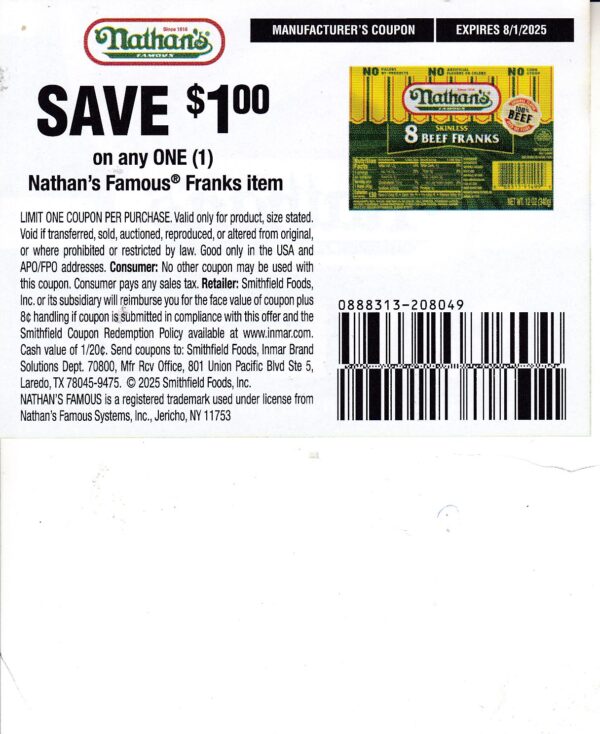 Nathan’s Frank’s (1) 8/1/25