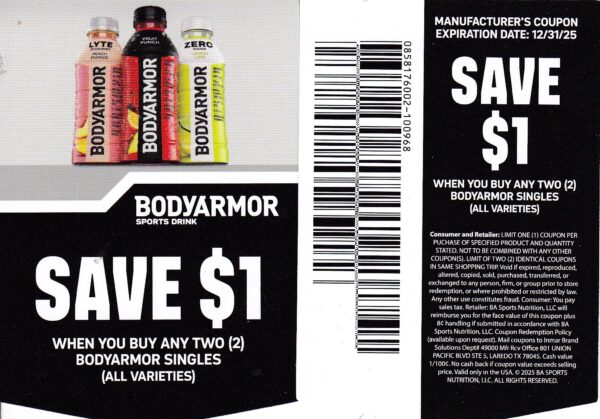 BodyArmor Singles (2) 12/31/25