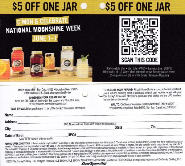 Text/Scan Ole Smoky Moonshine pm 7/15/25 SJC