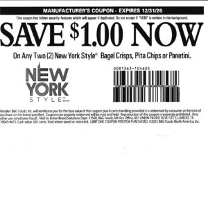 New York Bagel Chips any (2) 12/31/26