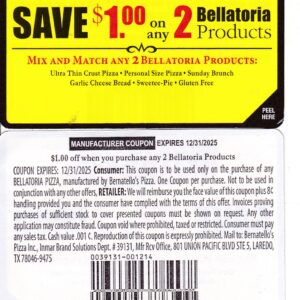 Bellatoria Pizza any size (2) 12/31/26