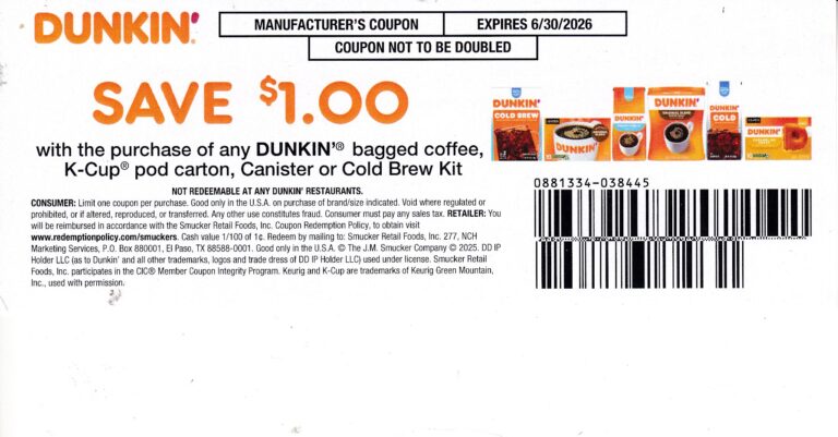 Dunkin bagged coffee, k cup pod carton, canister or cold brew kit (1) 6 ...
