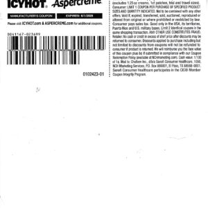 IcyHot or Aspercreme any (1) 6/1/28