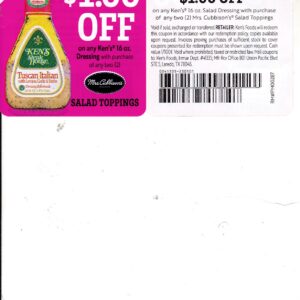 Mrs Cubbisons Salad Toppings (2) + Ken’s Dressing (1) 8/31/26