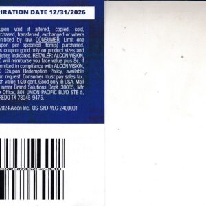 Opti-free or Systane Solution any (1) 12/31/26