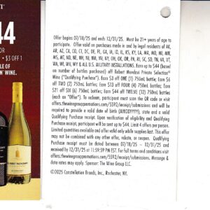 Text/Scan-CA + more Robert Mondavi do by 12/31/26 $40