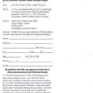 Dickinson's Witch Hazel Try Me Free! 12/15/26