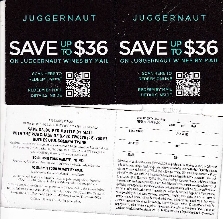 Juggernaut rec by 5/15/26 3 per HH Laredo TX