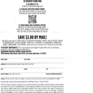 New Duckhorn rec by 8/15/26 SJC CA $3