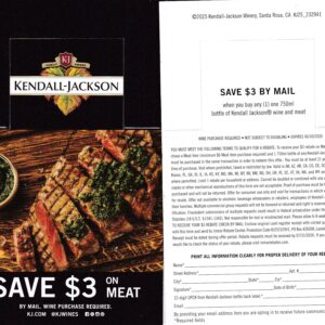 Kendall-Jackson + any Meat see states rec by 7/31/26 Laredo TX $3