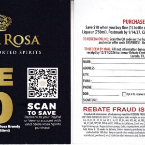 New Stella Rosa CA + more pm 1/14/27 2 per HH Laredo TX $10