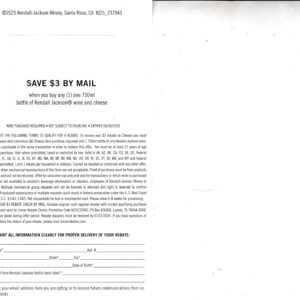 New Kendall-Jackson + any Cheese see states CA + rec by 7/31/26 Laredo TX $3