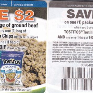 Frito-Lay Tostitos Chips (1) + Dip (1) + Ground Beef (1) 8/28/26