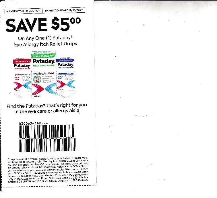 Pataday Allergy Eye Drops (1) 12/31/27