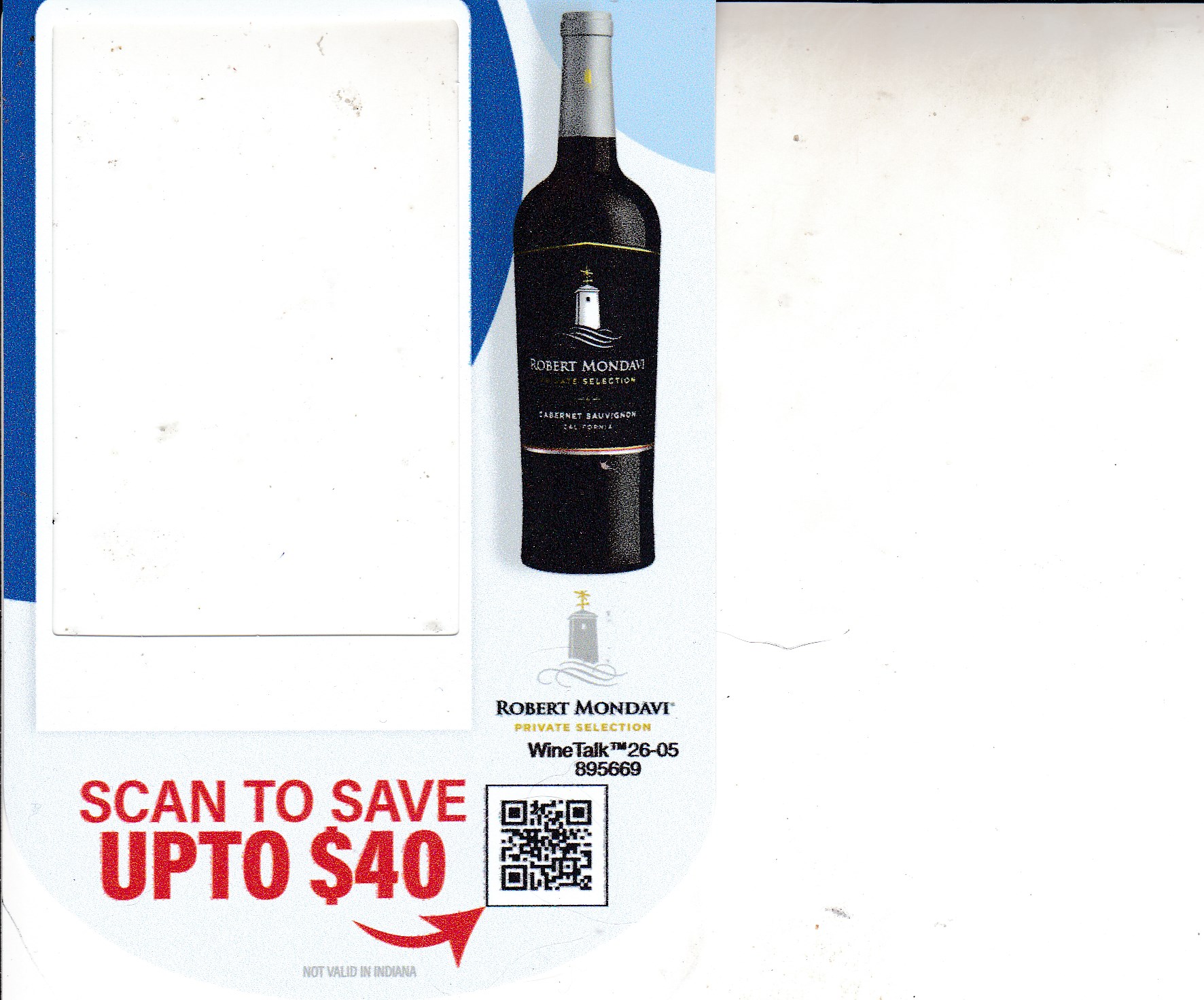Text/Scan- New Robert Mondavi CA + all states void in IN do by 12/31/26 $40